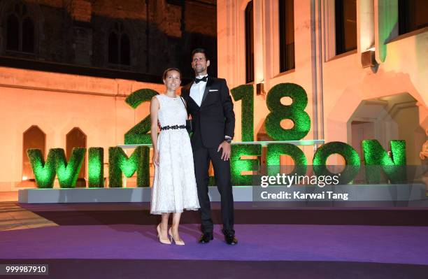 Jelena Djokovic and Novak Djokovic attend the Wimbledon Champions Dinner at The Guildhall on July 15, 2018 in London, England.