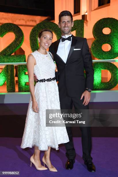 Jelena Djokovic and Novak Djokovic attend the Wimbledon Champions Dinner at The Guildhall on July 15, 2018 in London, England.