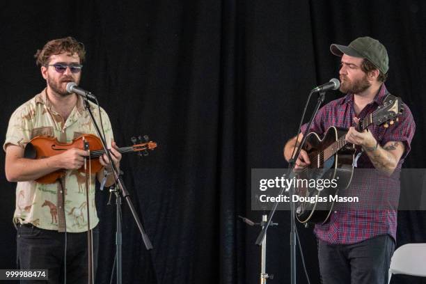 David Moss and Adam Moss of The Brother Brothers perform during the Green River Festival at the Greenfield Community College on July 15, 2018 in...