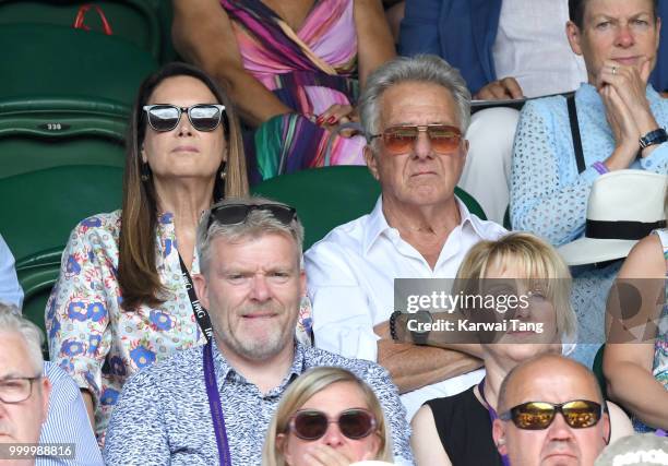 Dustin Hoffman attends day twelve of the Wimbledon Tennis Championships at the All England Lawn Tennis and Croquet Club on July 14, 2018 in London,...