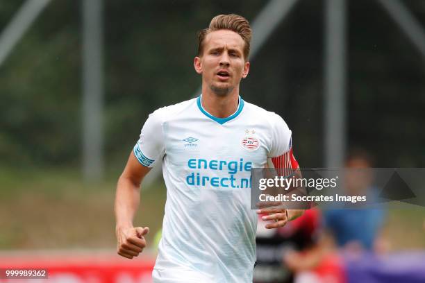 Luuk de Jong of PSV during the Club Friendly match between PSV v Neuchatel Xamax FCS on July 14, 2018 in Bagnes Switzerland