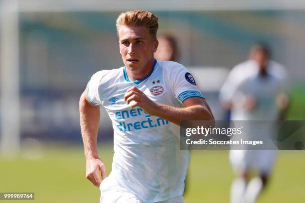 Matthias Verreth of PSV during the Club Friendly match between PSV v Neuchatel Xamax FCS on July 14, 2018 in Bagnes Switzerland