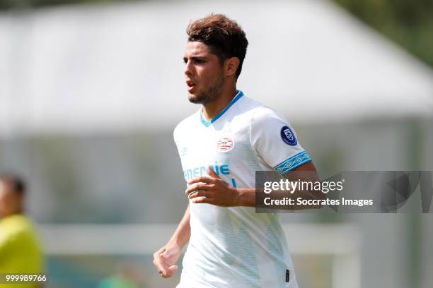 Maximiliano Romero of PSV during the Club Friendly match between PSV v Neuchatel Xamax FCS on July 14, 2018 in Bagnes Switzerland