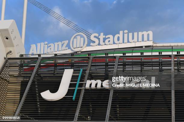 Picture shows the entrance of the Juventus medical center at the Alliance stadium, on July 16, 2018 in Turin ahead of Cristiano Ronaldo expected...