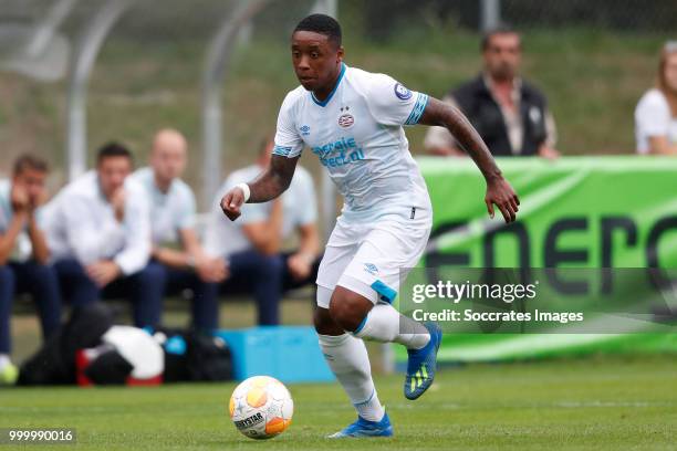 Steven Bergwijn of PSV during the Club Friendly match between PSV v Neuchatel Xamax FCS on July 14, 2018 in Bagnes Switzerland