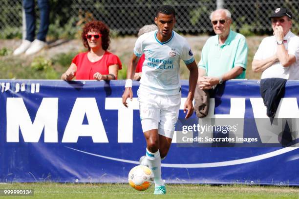 Cody Gakpo of PSV during the Club Friendly match between PSV v Neuchatel Xamax FCS on July 14, 2018 in Bagnes Switzerland