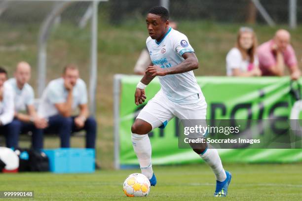 Steven Bergwijn of PSV during the Club Friendly match between PSV v Neuchatel Xamax FCS on July 14, 2018 in Bagnes Switzerland