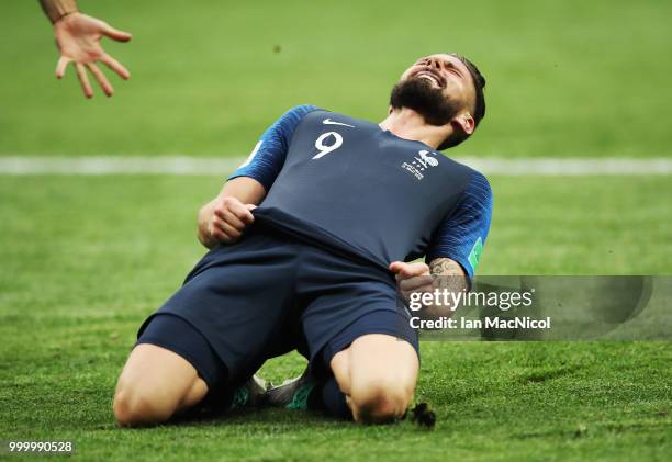 Olivier Giroud of France celebrates at the final whistle during the 2018 FIFA World Cup Russia Final between France and Croatia at Luzhniki Stadium...