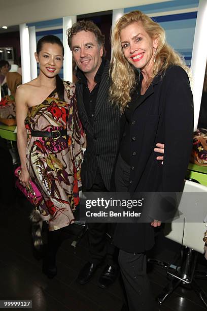 Designer Thuy Diep, Rodney Cutler and Debbie Dickinson attend the Celebrate Summer in Style party at Cutler Soho Salon on May 19, 2010 in New York...