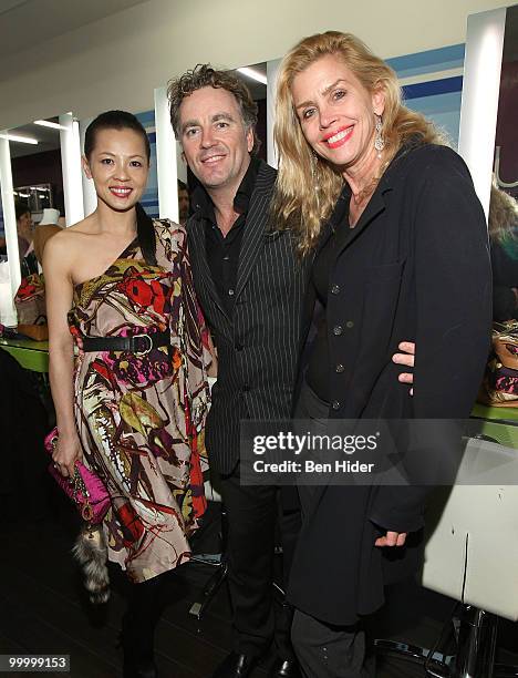 Designer Thuy Diep, Rodney Cutler and Debbie Dickinson attend the Celebrate Summer in Style party at Cutler Soho Salon on May 19, 2010 in New York...