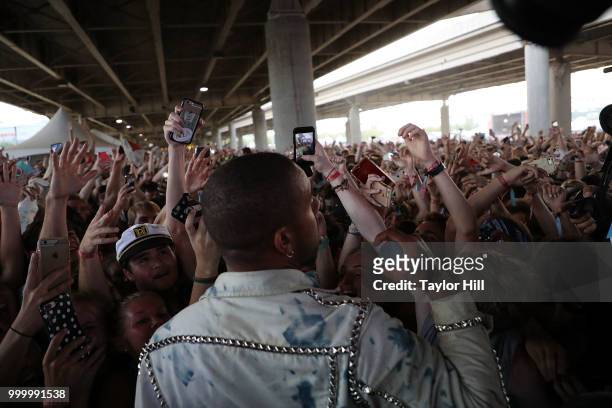 Vic Mensa performs during the 2018 Forecastle Music Festival at Louisville Waterfront Park on July 15, 2018 in Louisville, Kentucky.
