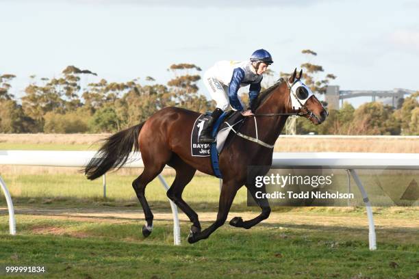 Canelo ridden by Damien Thornton goes out for the QLS Logistics Murtoa Cup 6th Oct BM64 Handicap at Murtoa Racecourse on July 16, 2018 in Murtoa,...