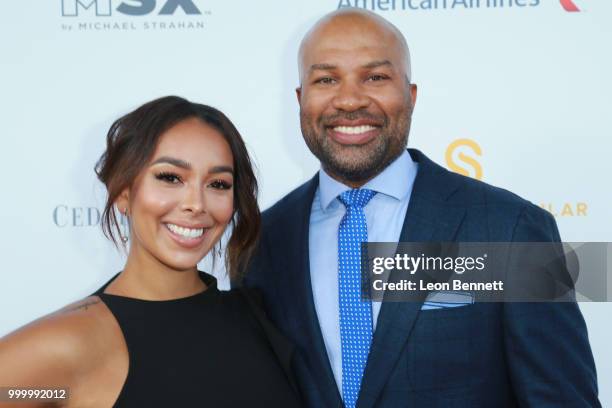 Gloria Govan and Derek Fisher attends the 33rd Annual Cedars-Sinai Sports Spectacular Gala on July 15, 2018 in Los Angeles, California.