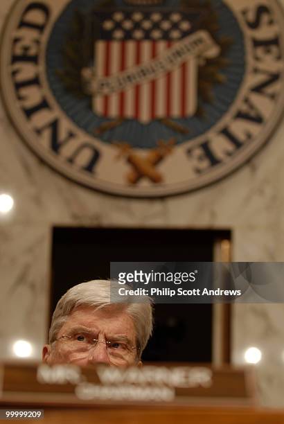 Sen. John Warner, R-Va presides over the Senate Armed Services Committee during hearings on the war in Iraq and Afghanistan.