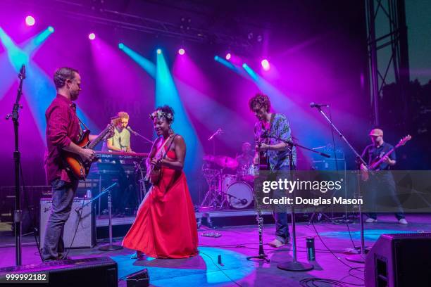 Birds of Chicago performs during the Green River Festival 2018 at Greenfield Community College on July 15, 2018 in Greenfield, Massachusetts.