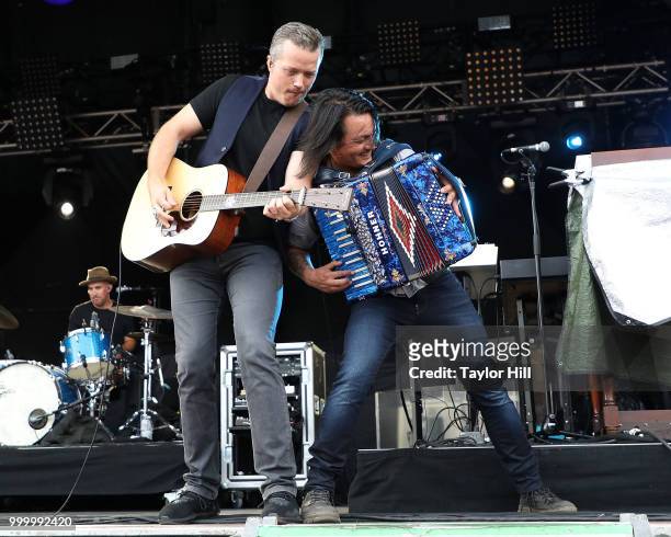 Jason Isbell and Derry deBorja of the 400 Unit perform during the 2018 Forecastle Music Festival at Louisville Waterfront Park on July 15, 2018 in...