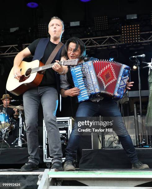 Jason Isbell and Derry deBorja of the 400 Unit perform during the 2018 Forecastle Music Festival at Louisville Waterfront Park on July 15, 2018 in...