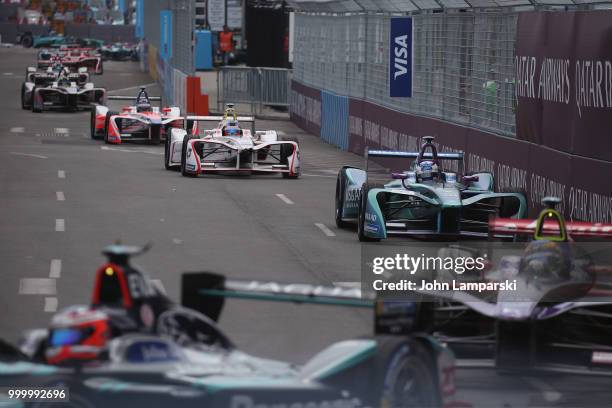 Stephane Sarrazin of MS & AD Andretti Formula E Racing on track during the Formula E New York City Race on July 15, 2018 in New York City.
