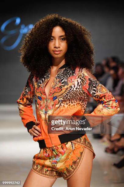 Model walks the runway for Czarina at Miami Swim Week powered by Art Hearts Fashion Swim/Resort 2018/19 at Faena Forum on July 15, 2018 in Miami...