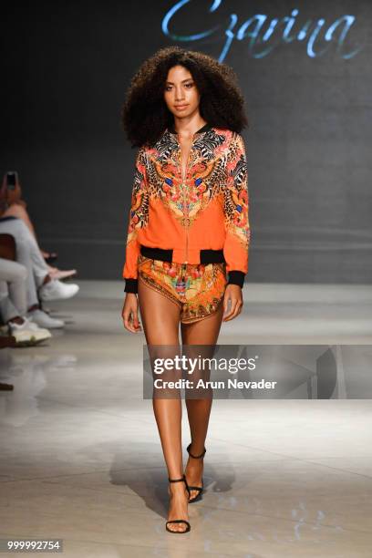 Model walks the runway for Czarina at Miami Swim Week powered by Art Hearts Fashion Swim/Resort 2018/19 at Faena Forum on July 15, 2018 in Miami...