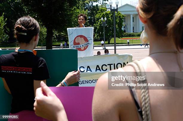 Rep. Barbara Lee, D-Ca, speaks at a rally in front of the White House. The rally was held by Africa Action and was intended to highlight the...