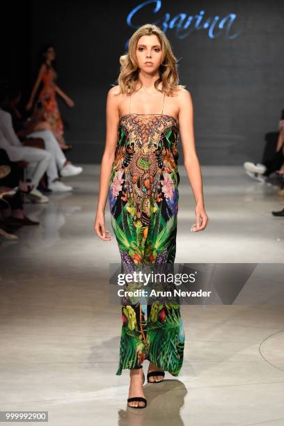 Model walks the runway for Czarina at Miami Swim Week powered by Art Hearts Fashion Swim/Resort 2018/19 at Faena Forum on July 15, 2018 in Miami...