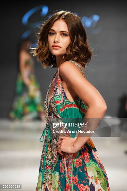 Model walks the runway for Czarina at Miami Swim Week powered by Art Hearts Fashion Swim/Resort 2018/19 at Faena Forum on July 15, 2018 in Miami...