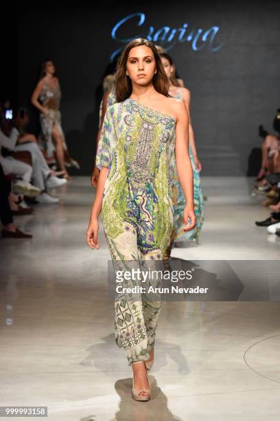 Models walk the runway for Czarina at Miami Swim Week powered by Art Hearts Fashion Swim/Resort 2018/19 at Faena Forum on July 15, 2018 in Miami...