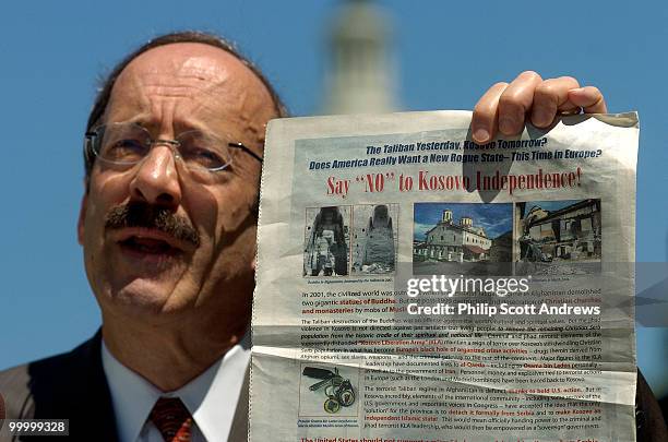 Eliot Engel, D-NY, held a press conference outside the Cannon House Office Building where he expressed outrage over an ad published in the Roll Call...