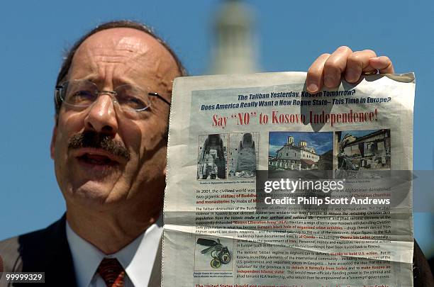 Eliot Engel, D-NY, held a press conference outside the Cannon House Office Building where he expressed outrage over an ad published in the Roll Call...