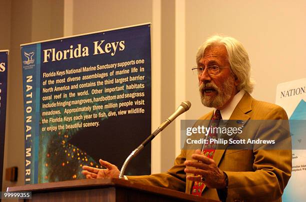 Jean-Michel Cousteau, son of marine biologist Jacques Cousteau, speaks at a press conference to announce the formation of a new Congressional Caucus...
