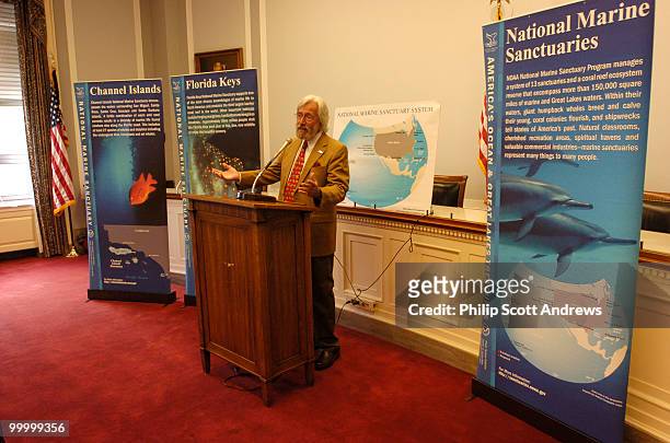 Jean-Michel Cousteau, son of marine biologist Jacques Cousteau, speaks at a press conference to announce the formation of a new Congressional Caucus...