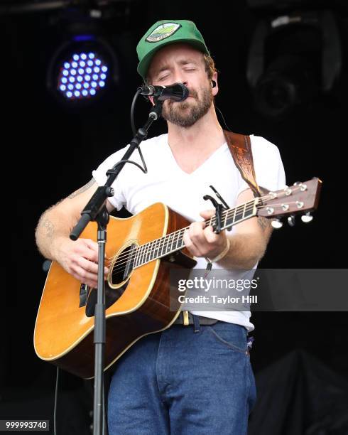 Dave Simonett of Trampled by Turtles performs during the 2018 Forecastle Music Festival at Louisville Waterfront Park on July 15, 2018 in Louisville,...