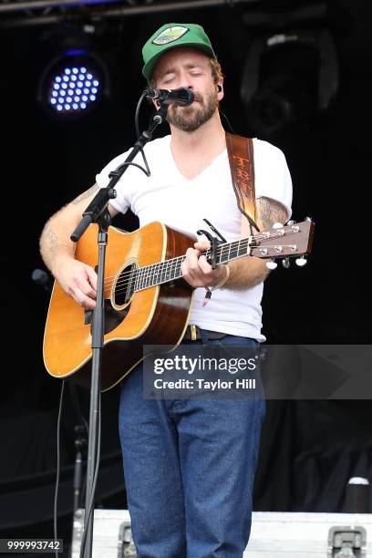 Dave Simonett of Trampled by Turtles performs during the 2018 Forecastle Music Festival at Louisville Waterfront Park on July 15, 2018 in Louisville,...