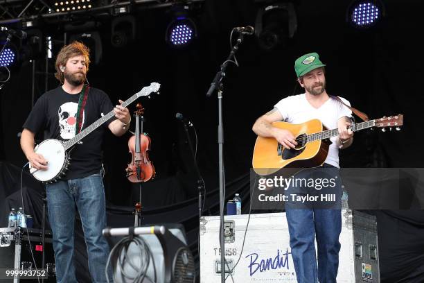 Dave Carroll and Dave Simonett of Trampled by Turtles perform during the 2018 Forecastle Music Festival at Louisville Waterfront Park on July 15,...