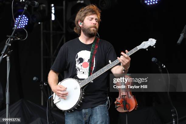 Dave Carroll of Trampled by Turtles performs during the 2018 Forecastle Music Festival at Louisville Waterfront Park on July 15, 2018 in Louisville,...