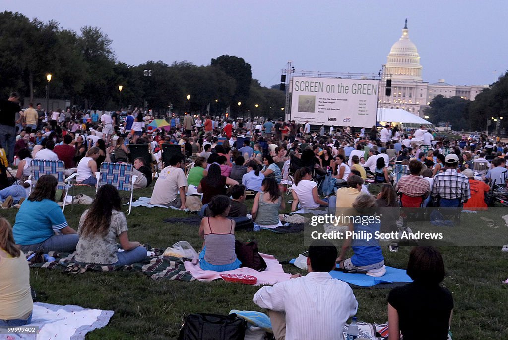 An audience gathers on the mall Sc