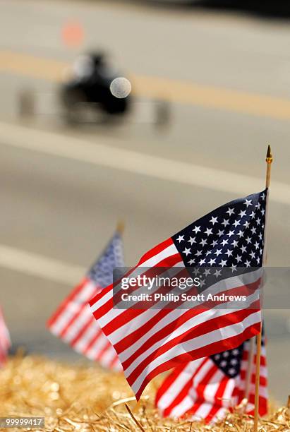 Bales of hay, decorated with American flags, served as safety barriers along Constitution Ave. During the 2007 Greater Washington Soap Box Derby on...