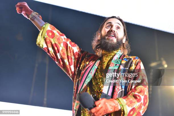 Jared Leto of Thirty Seconds to Mars performs the Channel 93.3 Big Gig concert at Fiddler's Green Amphitheatre on July 15, 2018 in Englewood,...