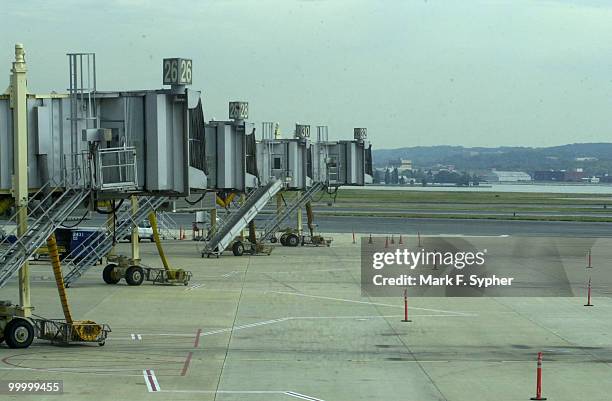 An empty tarmac at Regan National Airport, Tuesday September 17, 2001.