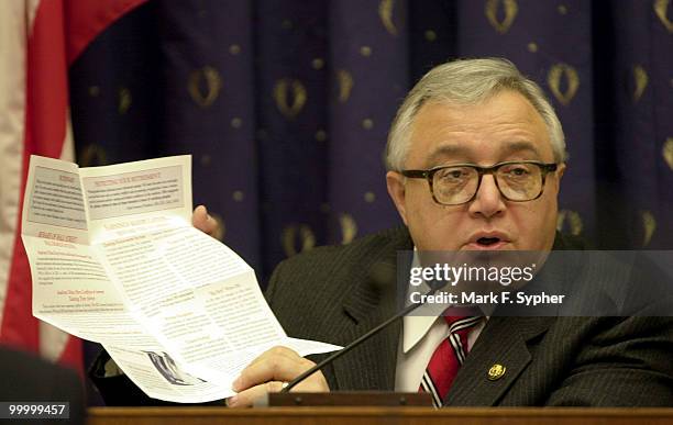 Rep. John J. LaFalce questions Alan Greenspan about corporate investing at a Financial Services Hearing on Wednesday.