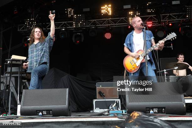 Ryan Hater and Tony Esposito of White Reaper perform during the 2018 Forecastle Music Festival at Louisville Waterfront Park on July 15, 2018 in...