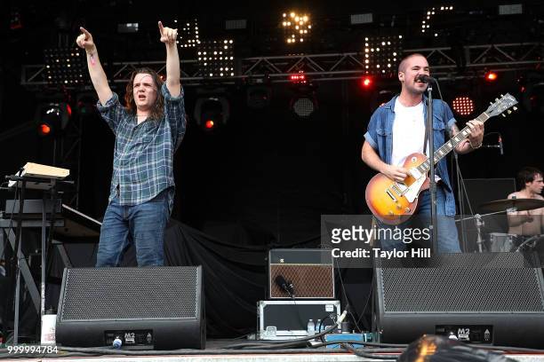 Ryan Hater and Tony Esposito of White Reaper perform during the 2018 Forecastle Music Festival at Louisville Waterfront Park on July 15, 2018 in...