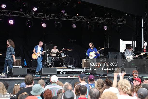 Ryan Hater, Sam Wilkerson, Nick Wilkerson, and Tony Esposito of White Reaper performs during the 2018 Forecastle Music Festival at Louisville...