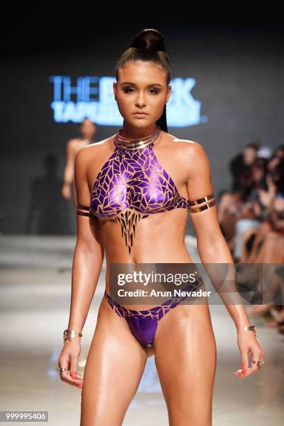 Model walks the runway for Black Tape Project at Miami Swim Week powered by Art Hearts Fashion Swim/Resort 2018/19 at Faena Forum on July 15, 2018 in...