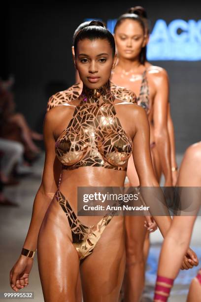 Models walk the runway for Black Tape Project at Miami Swim Week powered by Art Hearts Fashion Swim/Resort 2018/19 at Faena Forum on July 15, 2018 in...