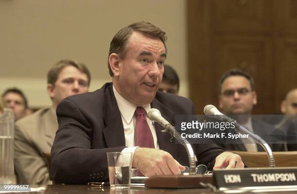 Health and Human Services Secretary, Tommy Thompson, testifying at an energy and Commerce hearing on Thursday, in the Rayburn building.
