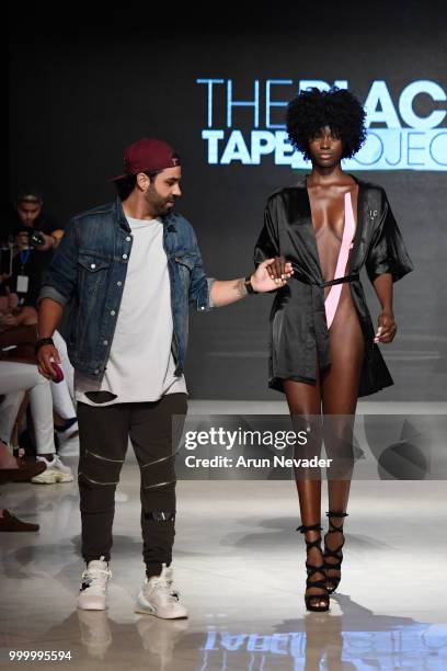 Designer Joel Alvarez walks the runway for Black Tape Project at Miami Swim Week powered by Art Hearts Fashion Swim/Resort 2018/19 at Faena Forum on...