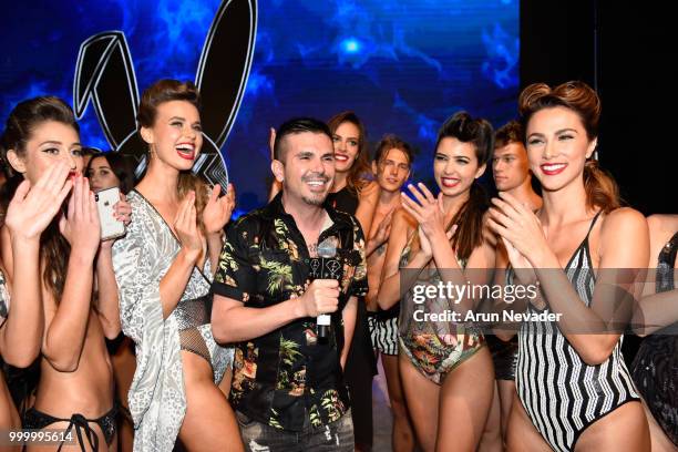 Designer Erik Rosete and models attend Miami Swim Week powered by Art Hearts Fashion Swim/Resort 2018/19 at Faena Forum on July 15, 2018 in Miami...