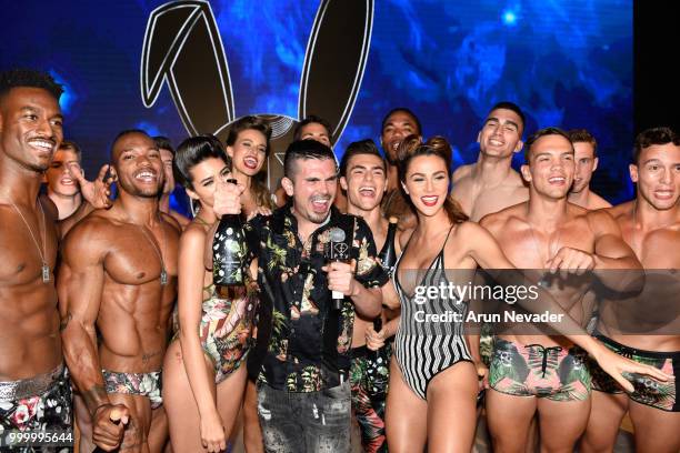 Designer Erik Rosete and models attend Miami Swim Week powered by Art Hearts Fashion Swim/Resort 2018/19 at Faena Forum on July 15, 2018 in Miami...